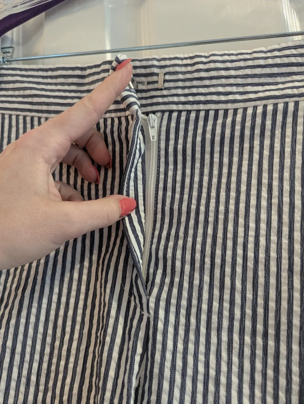 Zara Seersucker Straight Leg Pants - Picture 3 of 9